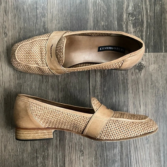 Sesto Meucci Abe Natural Stain Clf woven leather loafers in box  - Vintage - Picture 1 of 16